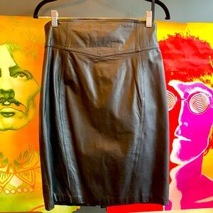 Vintage Black Leather Pencil Skirt